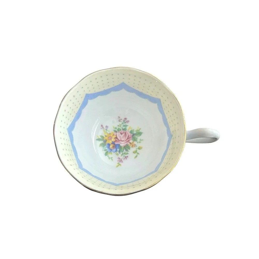 Royal Albert Prudence Blue Teacup & Saucer Set Cottage Floral Bone China England